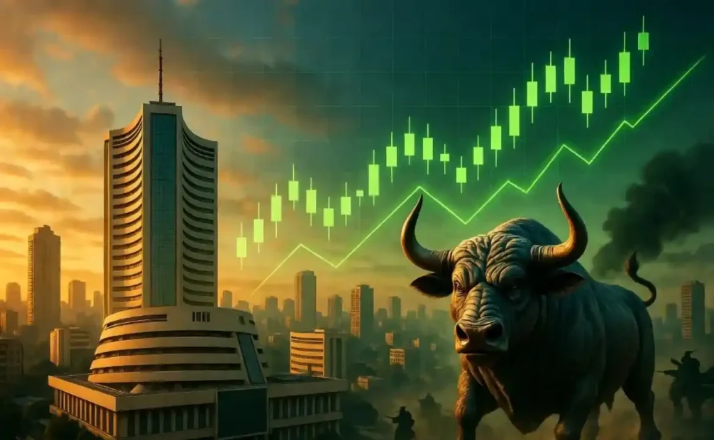 India stock market jump Indian Stock Markets Defy Geopolitical Tensions Sensex and Nifty Witness Sharp Jump Amid USIran Conflict