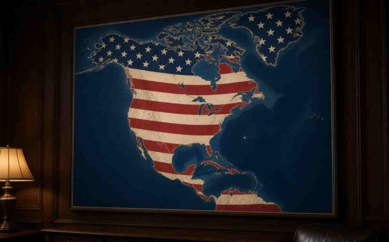 Trump US Expansion Map Post - Trump Shares AI-Generated Map Superimposing US Flag Over Canada, Mexico, Greenland, and the Caribbean